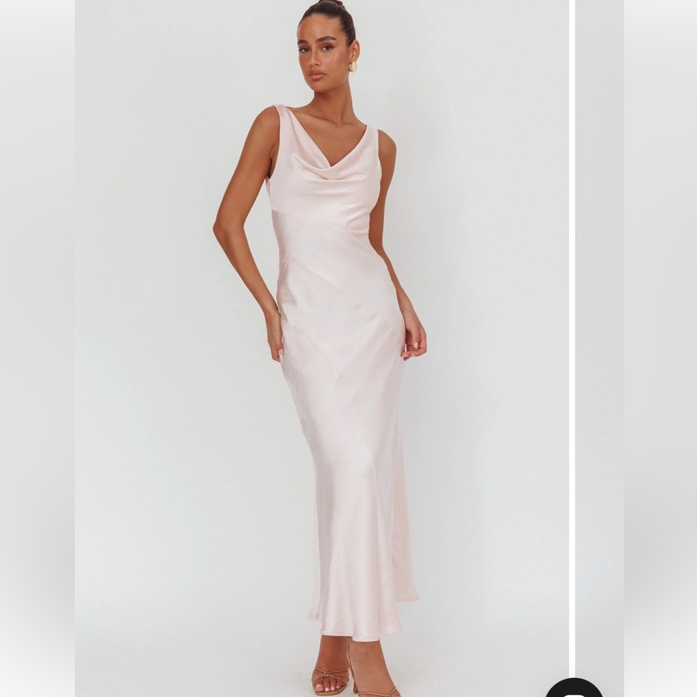 Selfie Leslie. Good Intentions Cowl Neck Open Back Maxi Dress Pink. Size M. NWT.